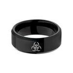 special presents for girlfriend – black tungsten biohazard symbol wedding band