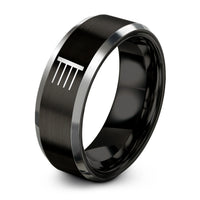 unique valentine present – black & silver tungsten final barline ring