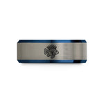 personalized presents for her – black & blue & silver tungsten lionfish wedding band