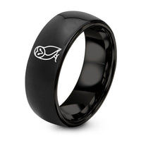 Women Wedding Ring Set – black tungsten barn owl ring