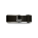 unisex tungsten wedding band – black & gray tungsten carpenters square wedding band