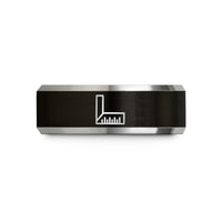 unisex tungsten wedding band – black & gray tungsten carpenters square wedding band