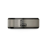 tungsten carbide ring set – black & gray tungsten carpenters square wedding band