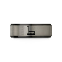 tungsten carbide ring set – black & gray tungsten carpenters square wedding band