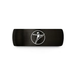 tungsten bands for her – black & gold tungsten kickline silhouette circle wedding band
