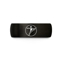 matching bands for couples – black tungsten kickline silhouette circle wedding band