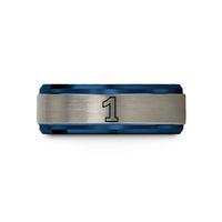 comfort fit wedding band – blue & grey tungsten number 1 wedding band