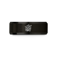 unique presents for her – black tungsten berry branch leaves wedding band