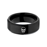 unique present ideas her – black tungsten classic human skull wedding band