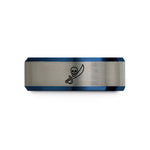 creative presents for girlfriend – black & blue & silver tungsten cutlass skull wedding band