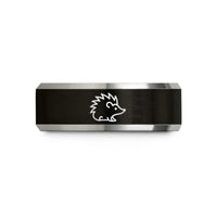 personalized presents for her – black & grey tungsten hedgehog wedding band