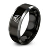 Lungs – Tungsten Wedding Band, 8 mm, Black, Grey Comfort-Fit Unisex