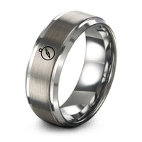 silver tungsten minimal compass ring