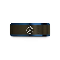 best presents for her – gunmetal & blue tungsten minimal compass wedding band