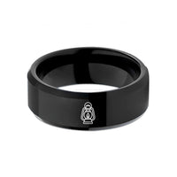 engraved rings for her – black tungsten railroad lantern wedding band