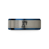 present ideas for her – blue & gray tungsten scara arm wedding band