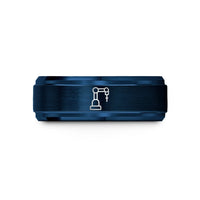 best birthday rings – blue tungsten scara arm wedding band