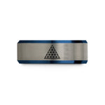 personalized present for her – black & blue & gray tungsten triangular lattice wedding band