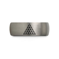 personalized present for her – blue & grey tungsten triangular lattice wedding band