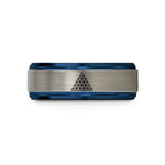 special present ideas her – blue & silver tungsten triangular lattice wedding band