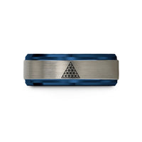 special present ideas her – blue & silver tungsten triangular lattice wedding band