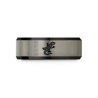 personalized bands for her – black & grey tungsten tribal lizard wedding band