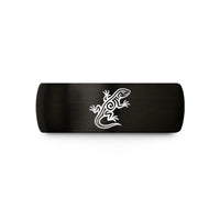 engraved rings for her – black tungsten tribal lizard wedding band
