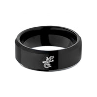 custom rings for ladies – black tungsten tribal lizard wedding band