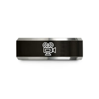 best friend present ideas – black & grey tungsten cinema projector wedding band
