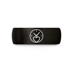 unique birthday present her – black & rose gold tungsten clock icon heart wedding band