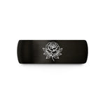 personalized jewelry for her – black & rose gold tungsten peony line art wedding band