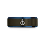 personalized jewelry for mom – gunmetal & blue tungsten anchor icon wedding band
