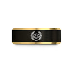 best presents for her – black & gold tungsten handshake sportsmanship laurel wedding band
