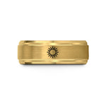unique presents for her – gold tungsten sun icon wedding band