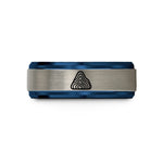 special presents for mom – blue & silver tungsten topographic lines wedding band