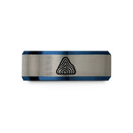 special presents for mom – blue & gray tungsten topographic lines wedding band