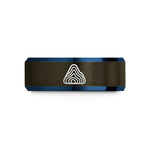 birthday surprises for her – gunmetal & blue tungsten topographic lines wedding band