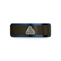 birthday surprises for her – gunmetal & blue tungsten topographic lines wedding band