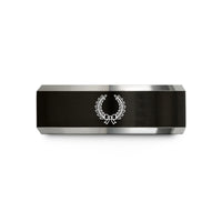 personalized rings for her – black & silver tungsten wreath branches wedding band