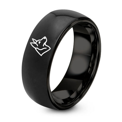 German Shepherd – Tungsten Wedding Band, 8 mm, Black Comfort-Fit Unisex