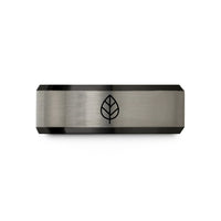 personalized jewelry for her – black & gray tungsten leaf wedding band