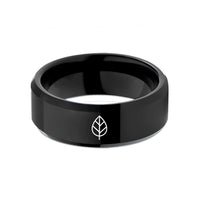 custom rings for her – black tungsten leaf wedding band