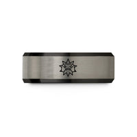 personalized presents for her – black & blue & silver tungsten starburst game controller wedding band
