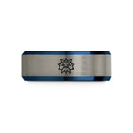 creative present ideas her – black & blue & silver tungsten starburst game controller wedding band