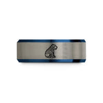 best birthday presents her – black & blue & silver tungsten tiger wedding band