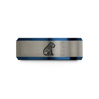 best birthday presents her – black & blue & silver tungsten tiger wedding band