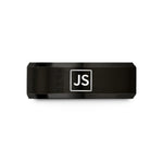 women's engraved silver ring – black tungsten javascript wedding band