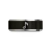 tungsten wedding band her – black & silver tungsten sixteenth note wedding band