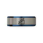 comfort fit tungsten ring – blue & gray tungsten stair set handrail wedding band