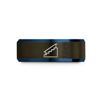 womens tungsten wedding band – gunmetal & blue tungsten stair set handrail wedding band